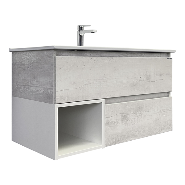 Тумба с раковиной Comforty Прага 00-00014644 90 см (дуб белый) подвесной