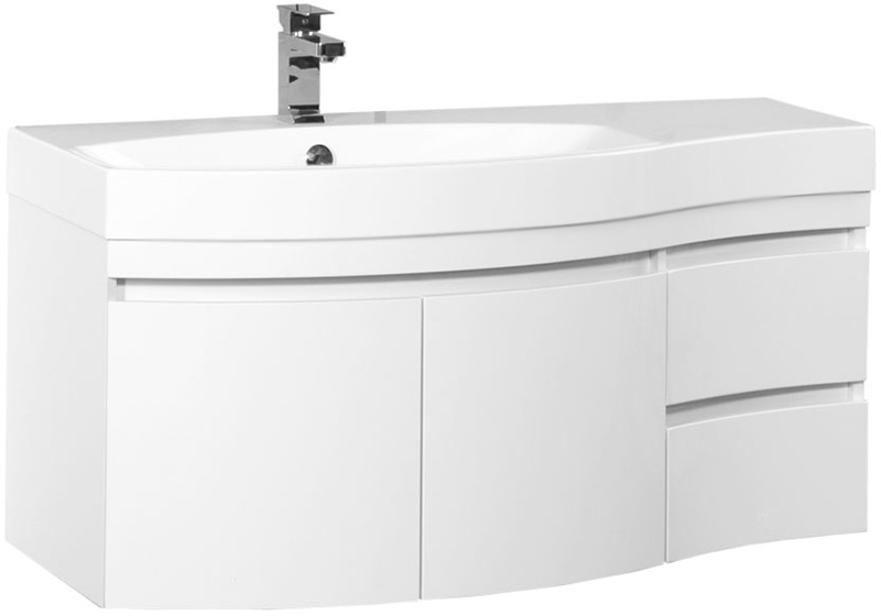 Тумба под раковину Aquanet Опера 115 см L (белый) 2 дверцы, 2 ящика подвесная