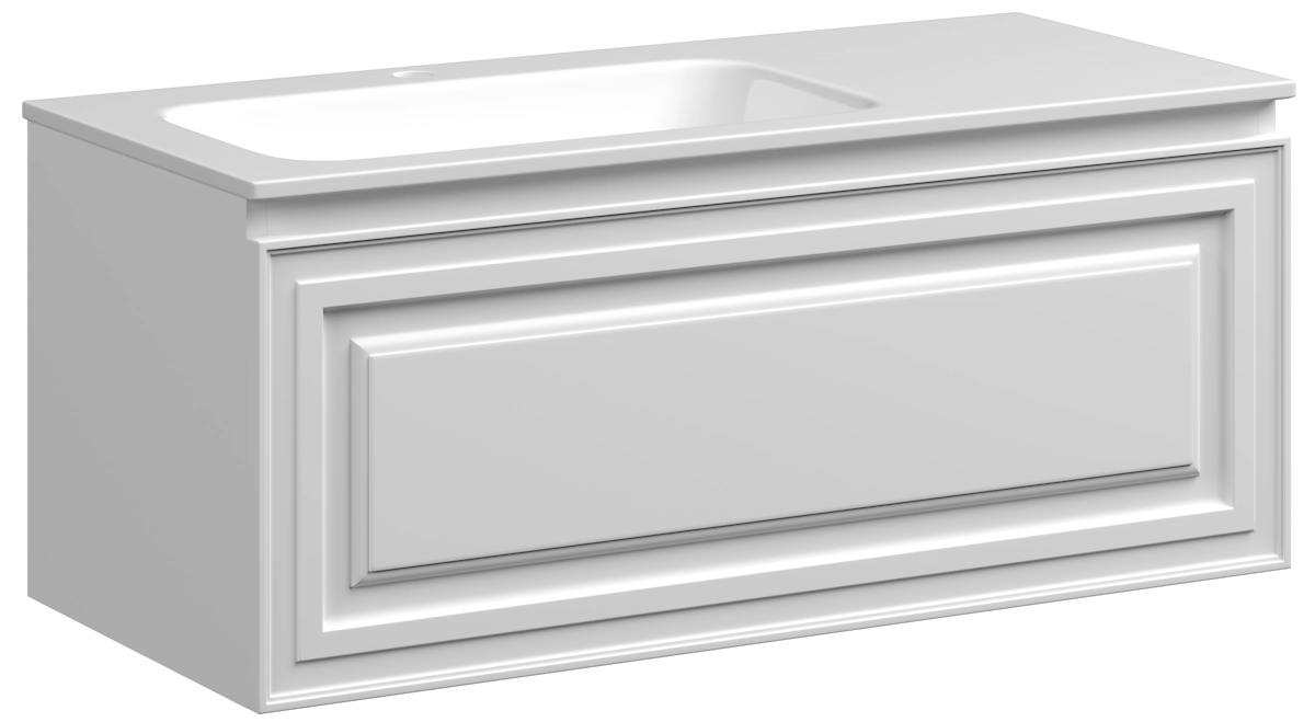 Тумба под раковину Sancos Very VR100LW 100 см (белый матовый) 1 ящик, подвесная L