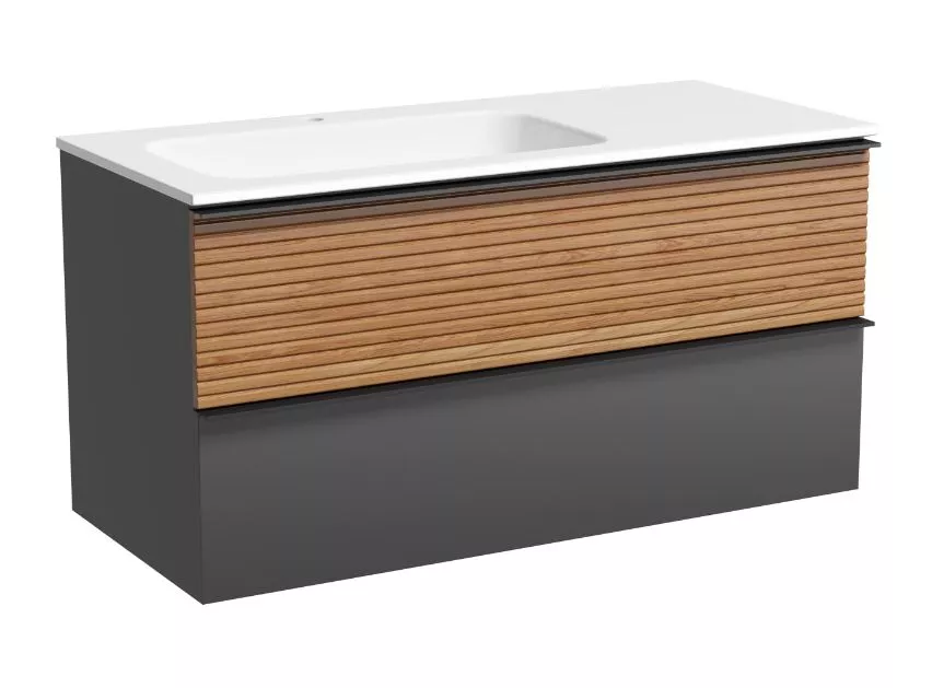 Тумба под раковину Sancos Delta DL100LGR 100 см (дуб/графит матовый) 2 ящика, подвесная L