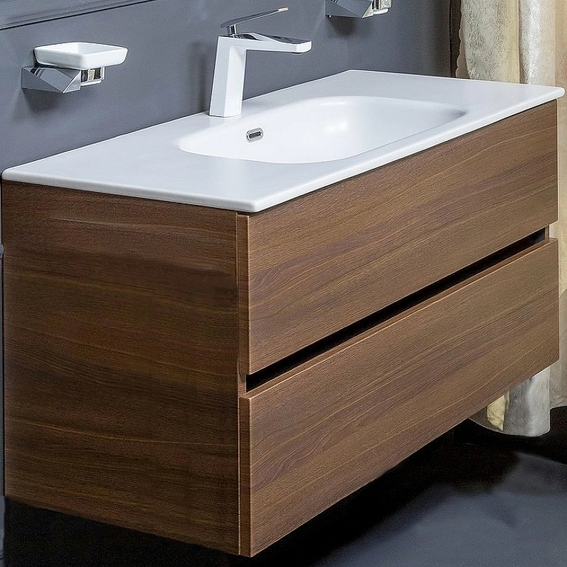 Тумба под раковину ArmadiArt Vallessi 837-140-D 140 см (тёмное дерево матовое) подвесная