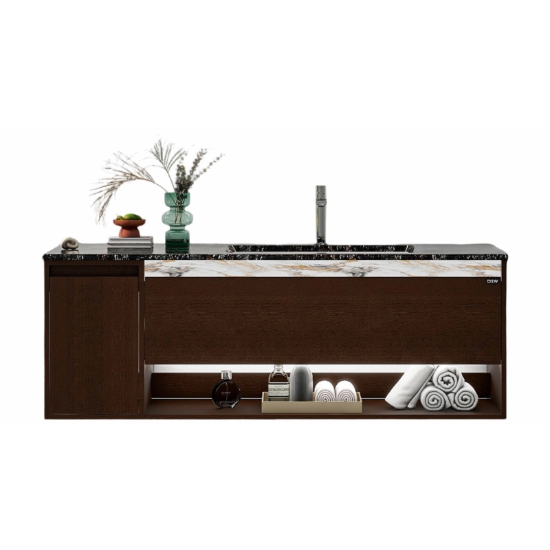 Тумба с раковиной Black&White Universe 9701400 140 см (тёмное дерево) подвесная