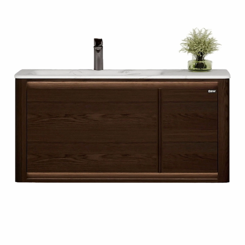 Тумба с раковиной Black&White Universe 9291000 100 см (тёмное дерево) подвесная