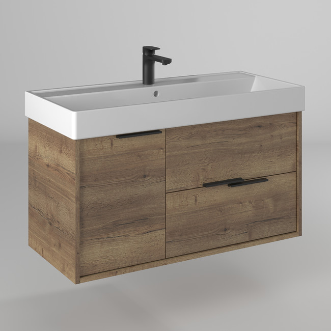 Тумба под раковину Briz Teso 243 03-20100-17 00 ВЕЛ 100 см (дуб Веллингтон) подвесная