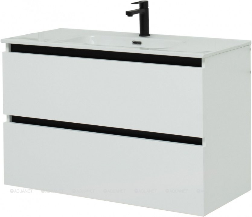 Тумба под раковину Aquanet De Aqua Ариетта NEW 100 см (белый матовый ) подвесная