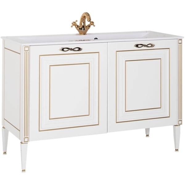 Тумба под раковину Aquanet Паола 120 см (белый/патина золото) напольная
