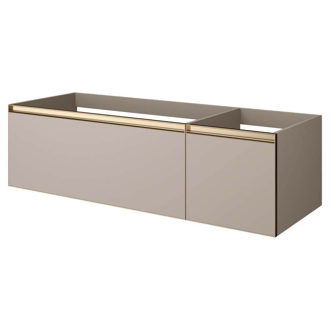 Тумба под раковину ArmadiArt Quatro 2 790-M2-140-D-MG 140 см (бежевый матовый/золото матовое) подвесная