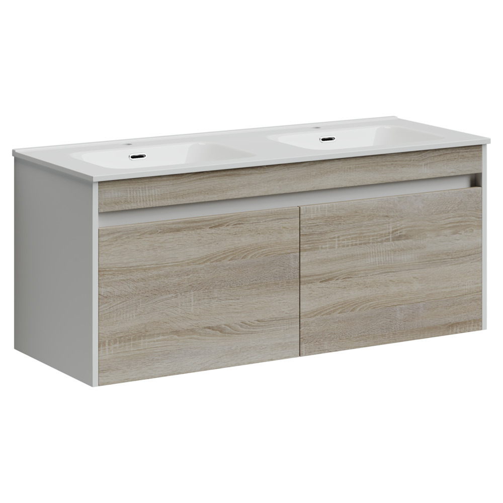 Тумба под раковину Sancos Smart SM120-2E 120 см (дуб бардолино/белый матовый) подвесная