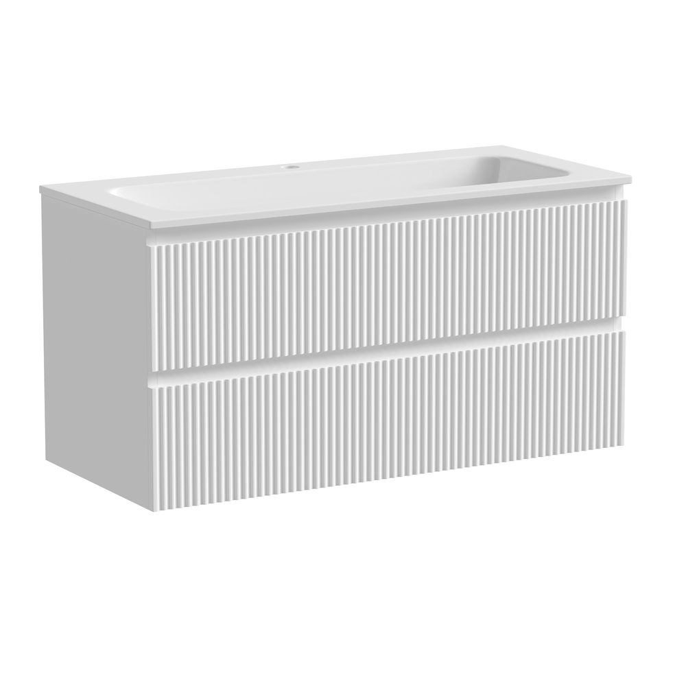 Тумба под раковину Sancos Snob R SNR100W 100 см (белый матовый) 2 ящика, подвесная