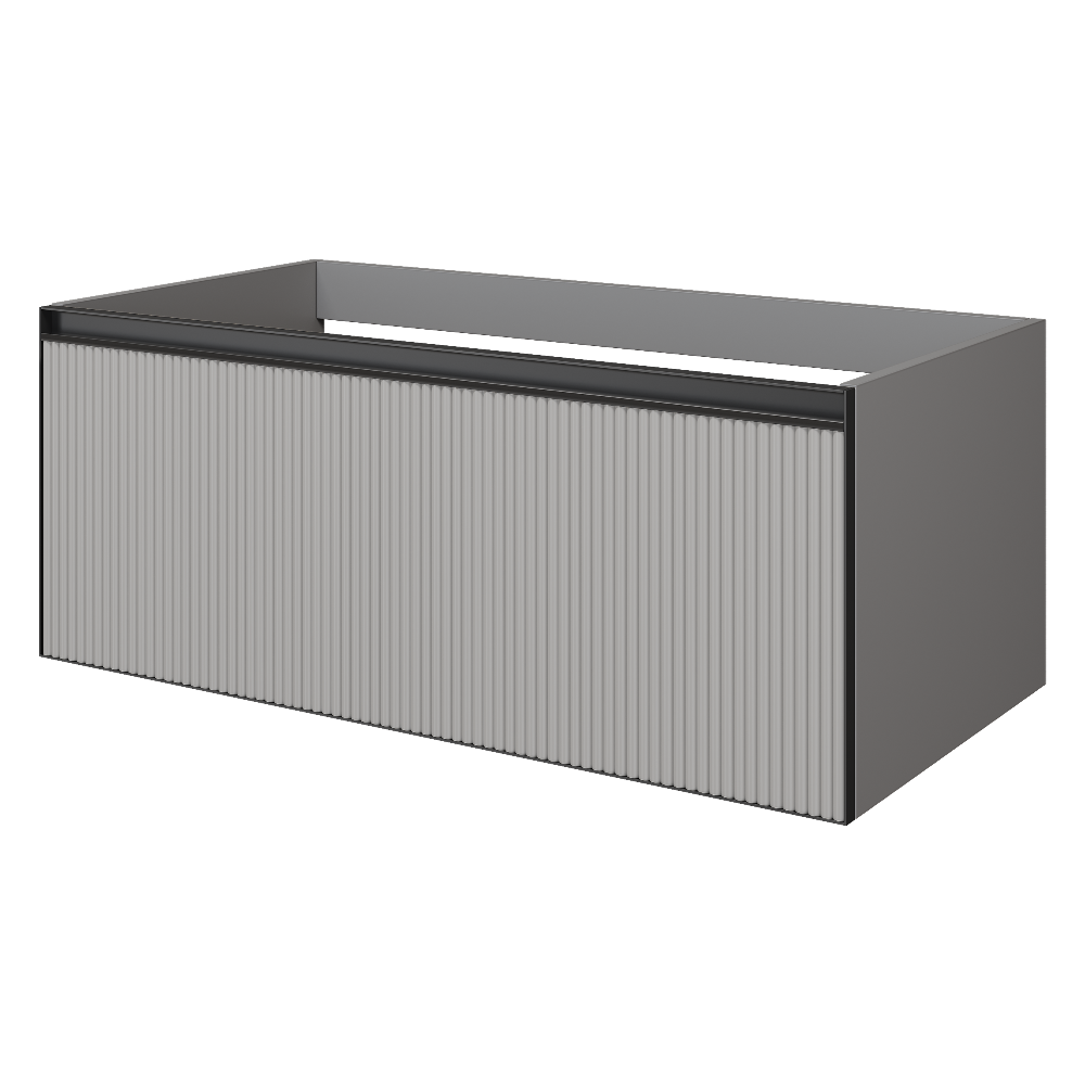 Тумба под раковину ArmadiArt Quatro 790-M1-100-L-RIB-A см (серый рифлёный/антрацит) подвесная