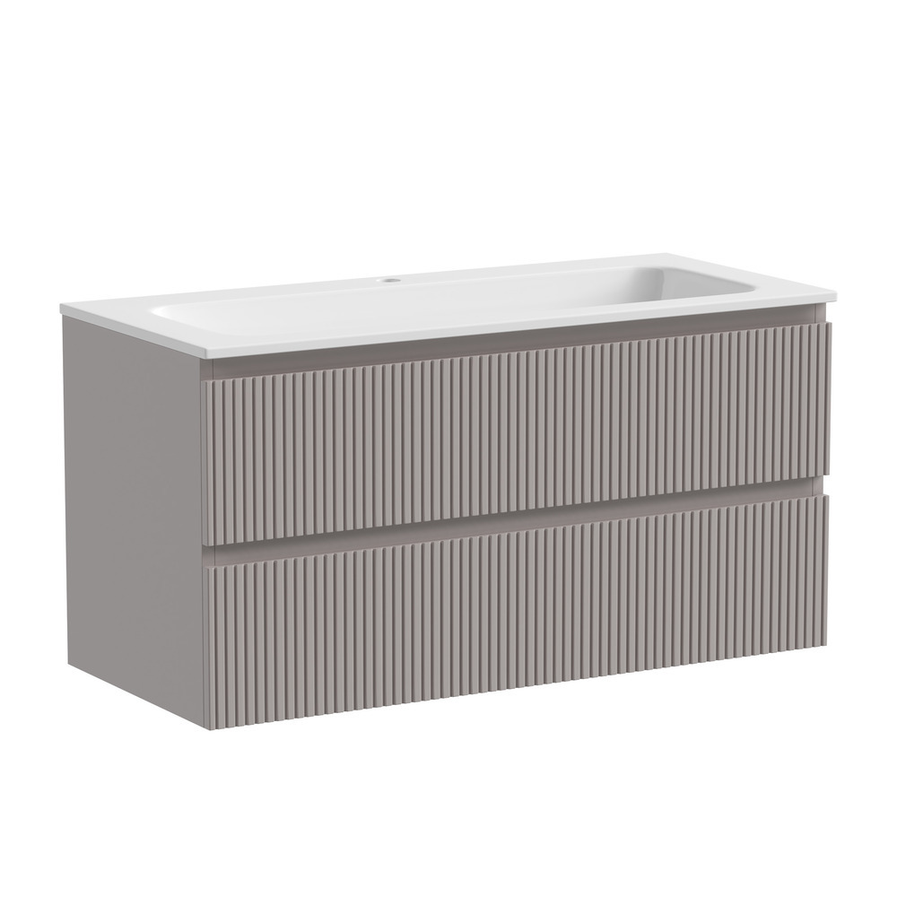 Тумба под раковину Sancos Snob T SNT100SM 100 см (серый матовый) 2 ящика, подвесная