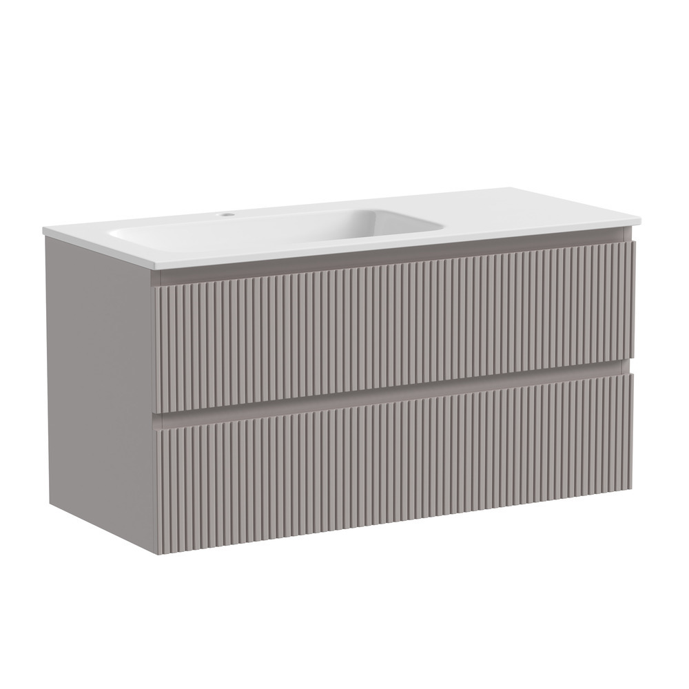 Тумба под раковину Sancos Snob T SNT100LSM 100 см (серый матовый) 2 ящика, подвесная L