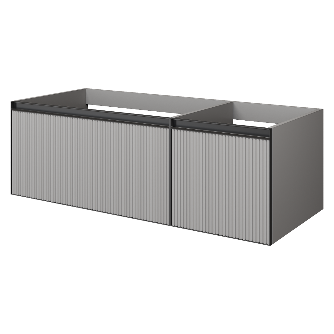 Тумба под раковину ArmadiArt Quatro 2 790-M2-120-L-RIB-A 120 см (серый рифлёный/антрацит) подвесная