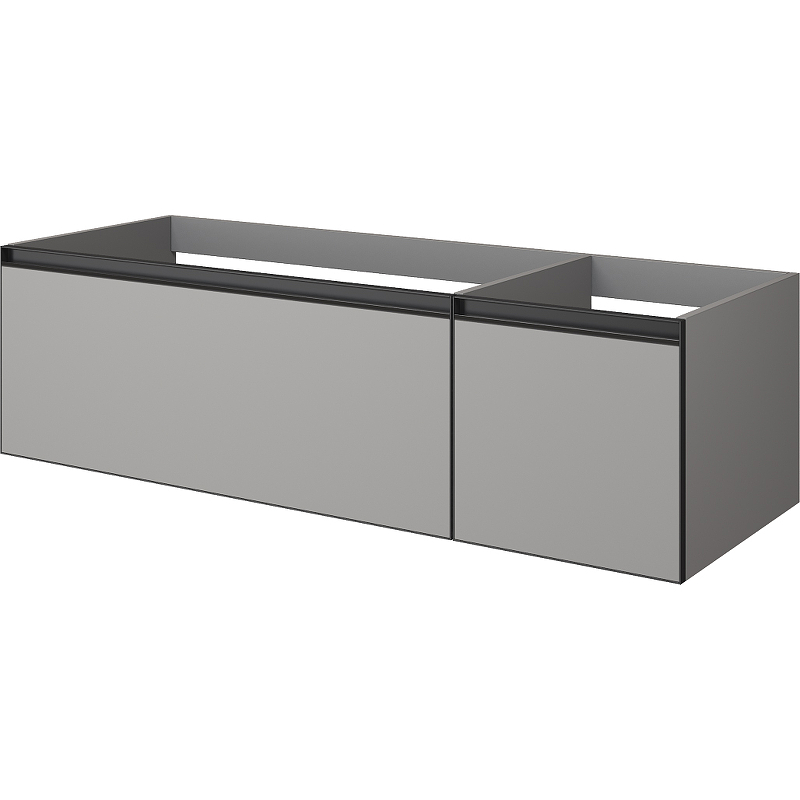 Тумба под раковину ArmadiArt Quatro 2 790-M2-140-L-A 140 см (серый матовый/антрацит) подвесная