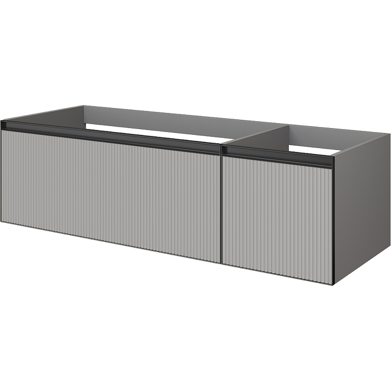 Тумба под раковину ArmadiArt Quatro 2 790-M2-140-L-RIB-A 140 см (серый рифлёный/антрацит) подвесная