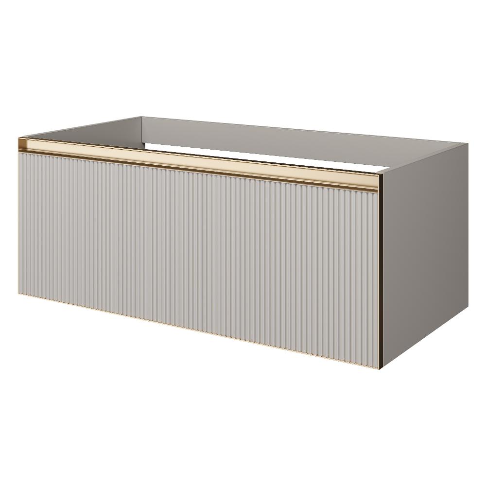 Тумба под раковину ArmadiArt Quatro 790-M1-100-CM-RIB-MG-LED 100 см (кашемир рифлёный /золото матовое) подвесная LED