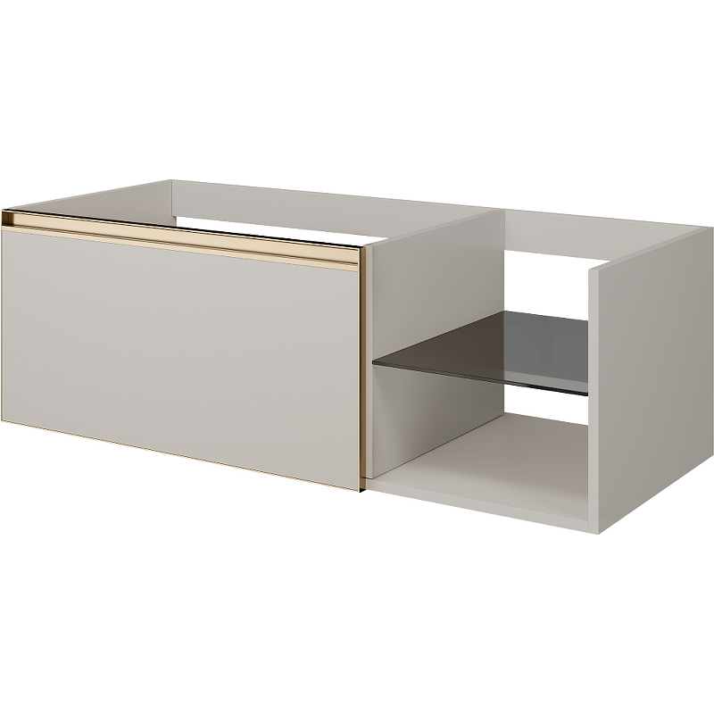 Тумба под раковину ArmadiArt Quatro 6 790-M6-120-CM-MG 120 см (кашемир матовый/золото матовое) подвесная