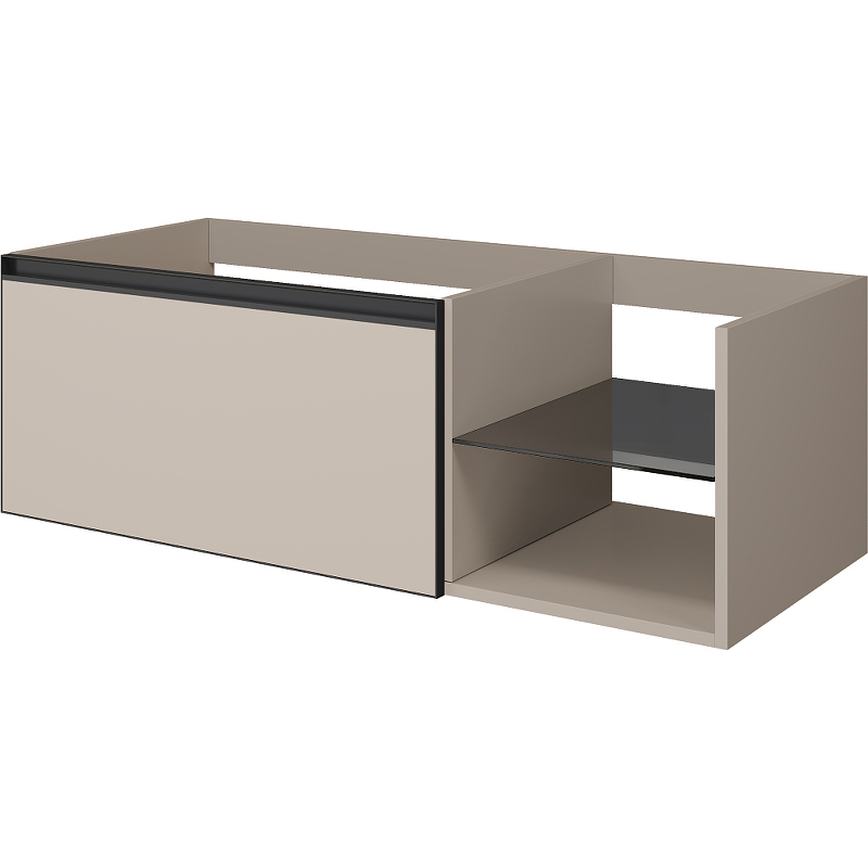 Тумба под раковину ArmadiArt Quatro 6 790-M6-120-D-A 120 см (бежевый матовый/антрацит) подвесная