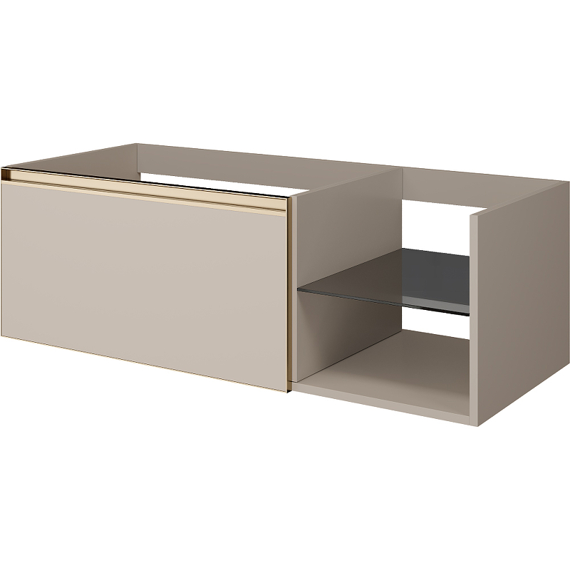 Тумба под раковину ArmadiArt Quatro 6 790-M6-120-D-MG 120 см (бежевый матовый/золото матовое) подвесная