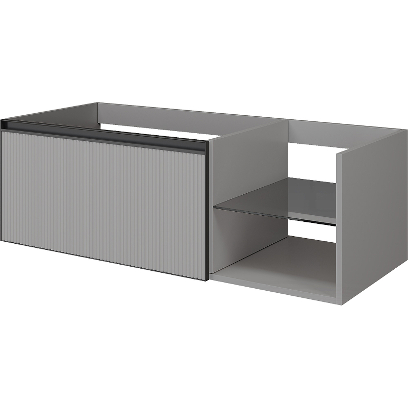 Тумба под раковину ArmadiArt Quatro 6 790-M6-120-L-RIB-A 120 см (серый рифлёный/антрацит) подвесная