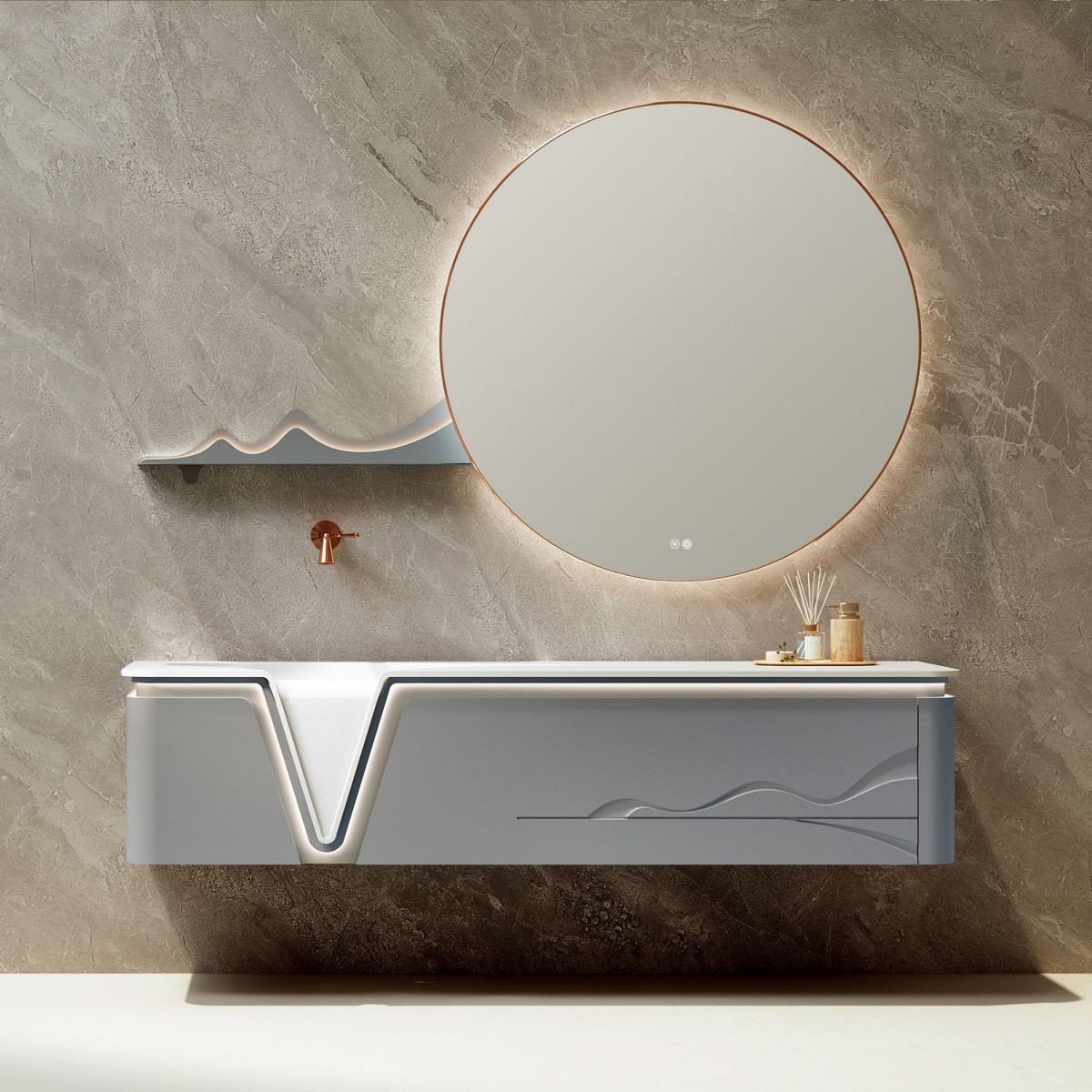 Тумба с раковиной Black&White Universe 2400V 180 см (белый) подвесная