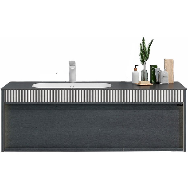 Тумба с раковиной Black&White Universe 9501200 100 см (серый античный матовый) подвесная