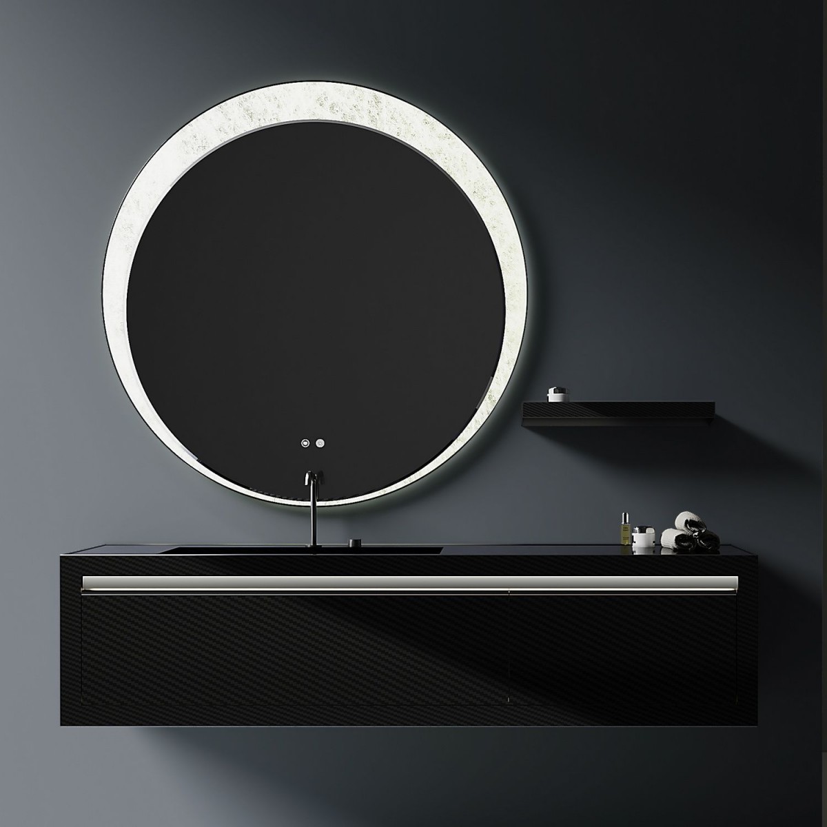 Тумба с раковиной Black&White Gravity 2408V 170 см (чёрный) подвесная