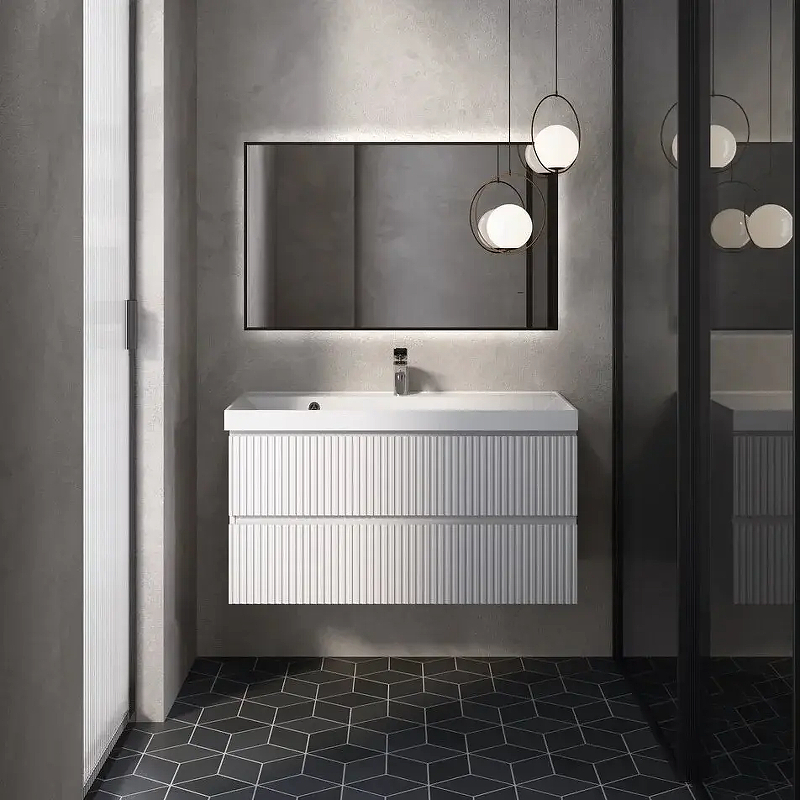 Тумба с раковиной AQUAme S1 AQM900110WH 100 см (белый) подвесная