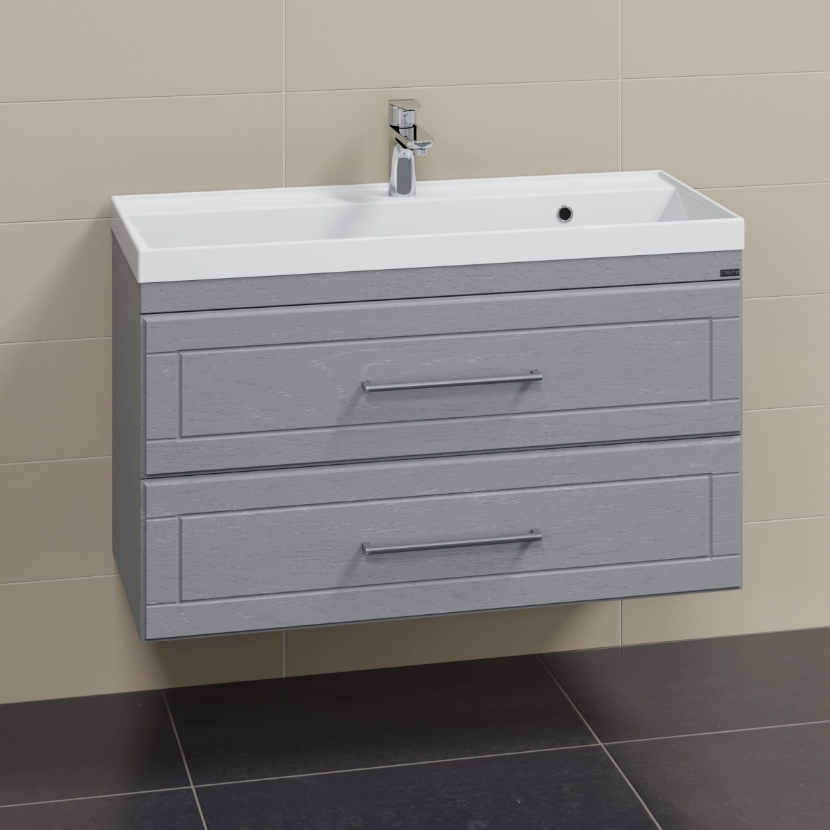 Тумба под раковину СанТа Венера 100 см (дуб серый ) подвесная