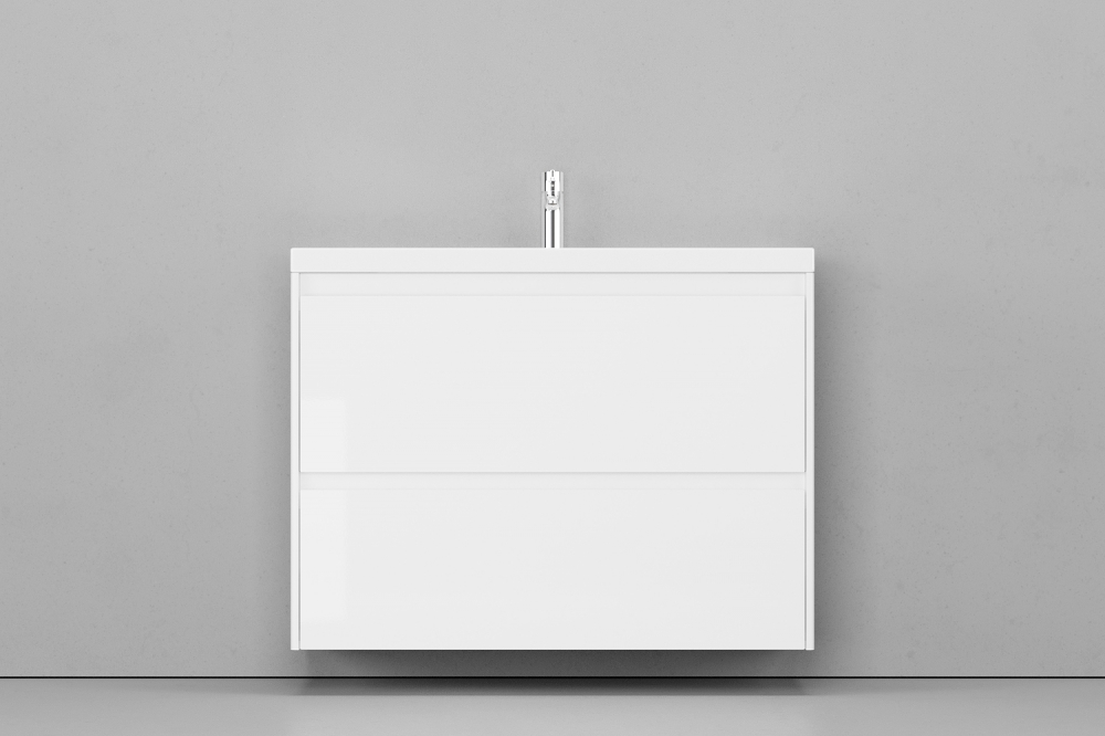 Тумба под раковину Velvex Klaufs 100 см (белый) 2 ящика, подвесная