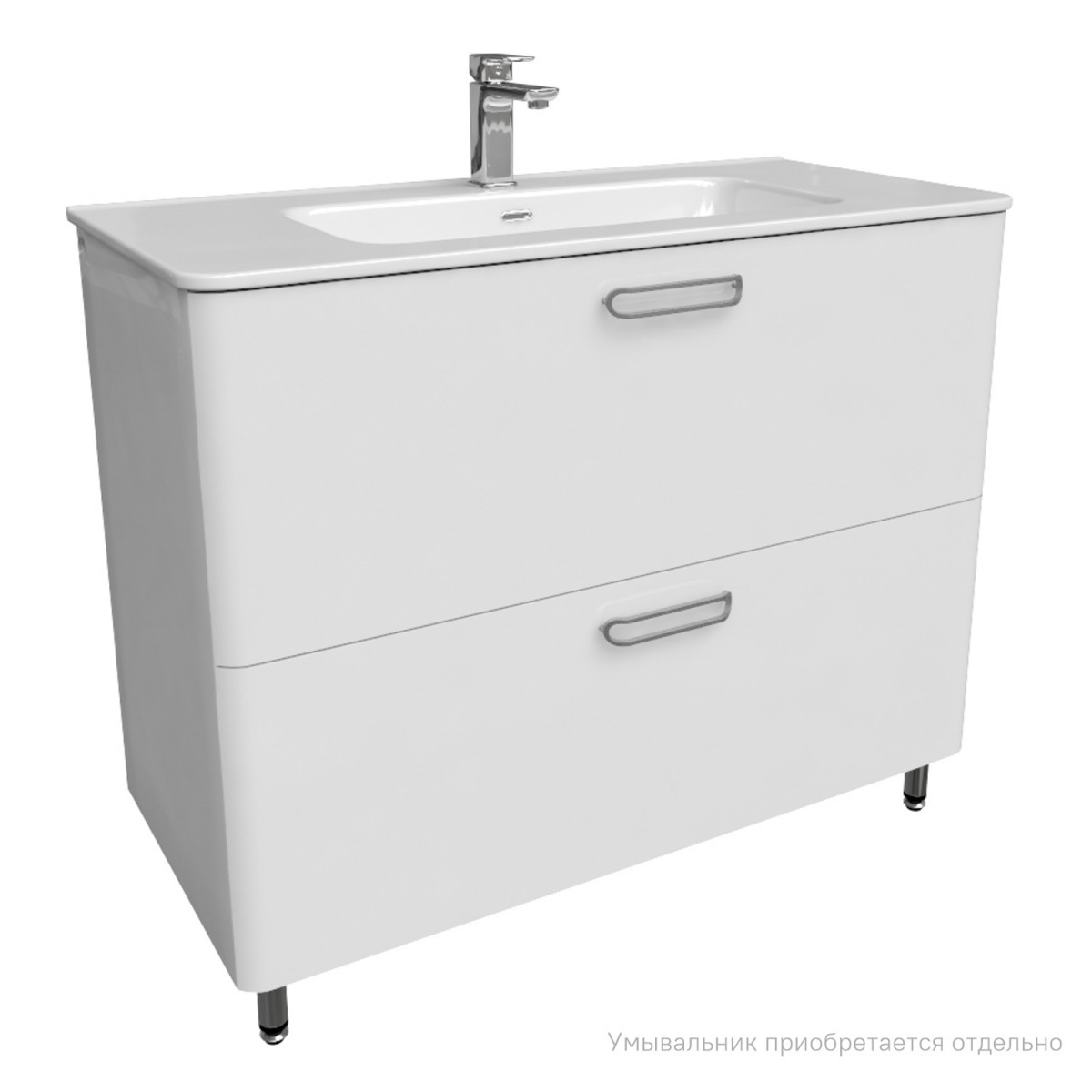 Тумба с раковиной IDDIS Brick BRI10WFi95K 100 см (белый) напольная