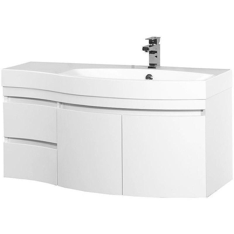 Тумба под раковину Aquanet Опера 115 см R (белый) 2 дверцы, 2 ящика подвесная
