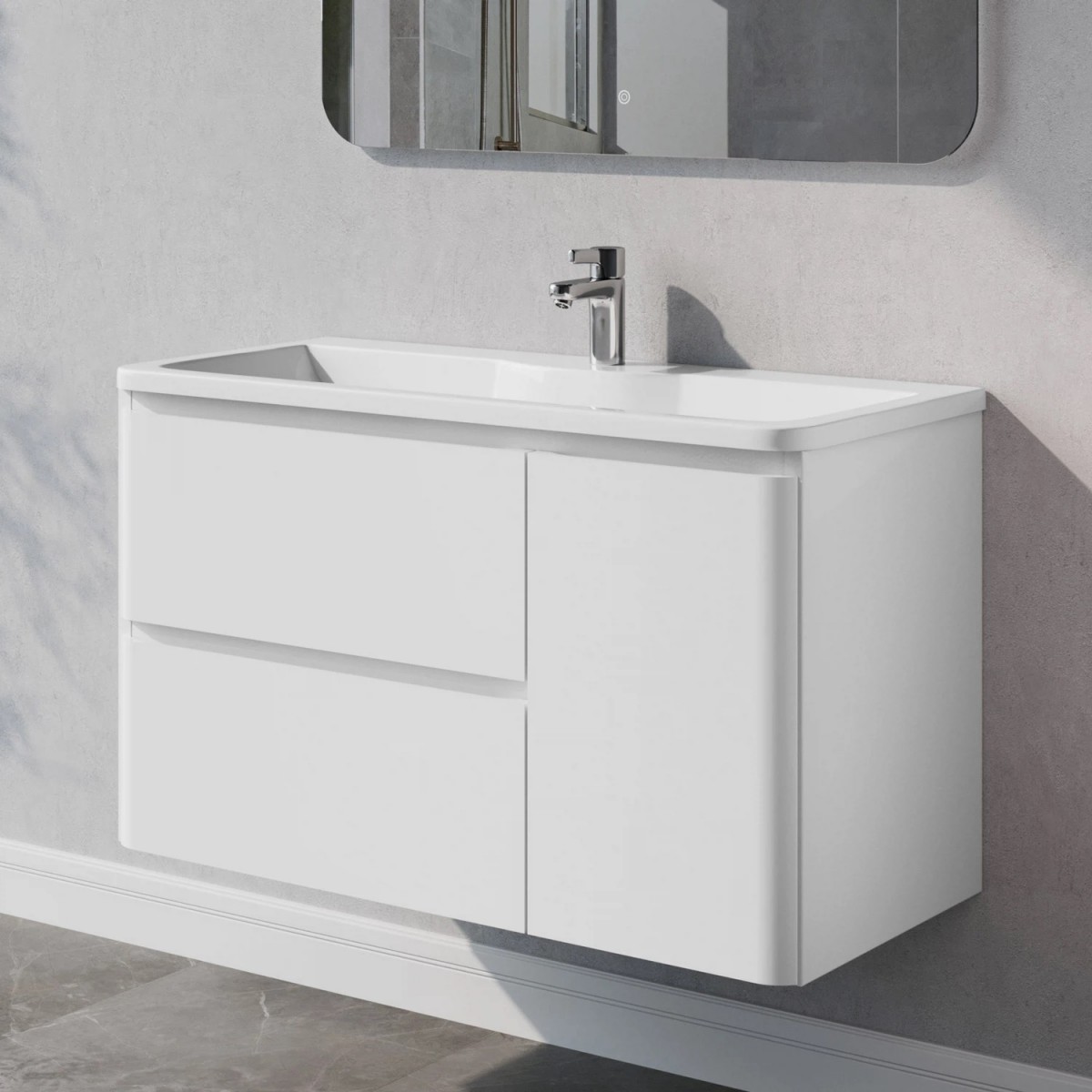 Тумба с раковиной Итана Roberto 4657828216654 100 см (эмаль белый) подвесная