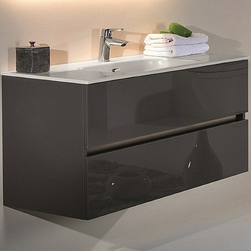 Тумба под раковину ArmadiArt Vallessi 837-120-A glossy 120 см (антрацит) подвесная