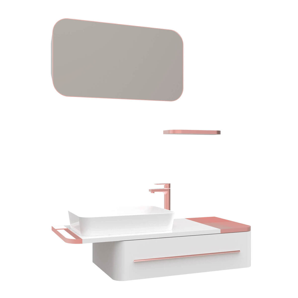 Тумба с раковиной Creavit Angel AL0120.01.BBR/UL060 120 см (белый/розовое золото) подвесная