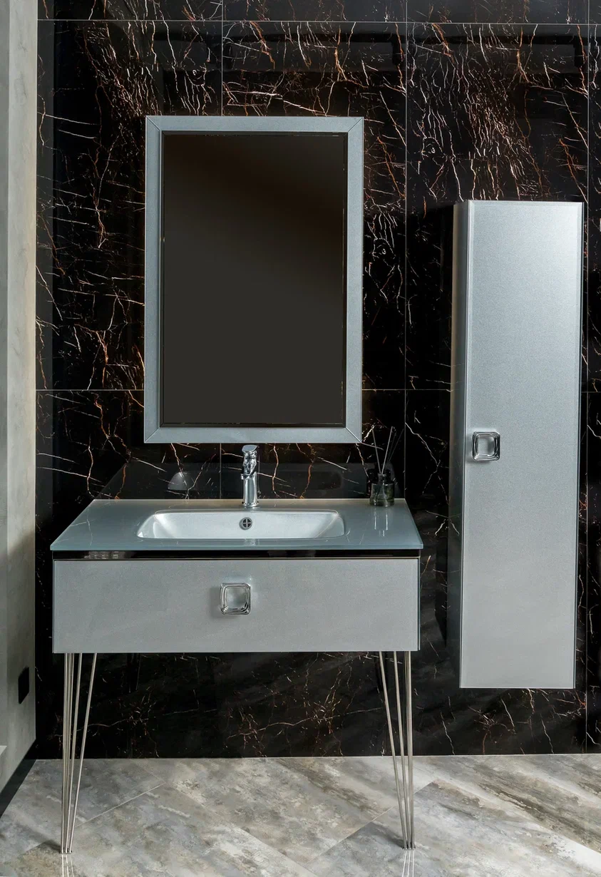 Тумба под раковину ArmadiArt Lucido 770-100-SL 100 см (серебро)