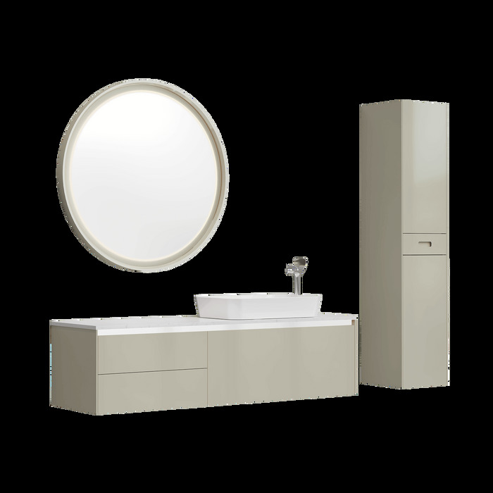 Тумба с раковиной Creavit Flat FA0160.01.PL+FA160.00+LP060 160 см (бежевый) подвесная