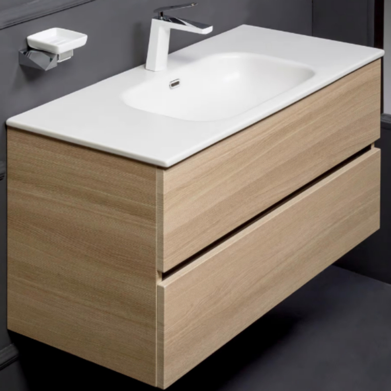 Тумба под раковину ArmadiArt Vallessi 837-100-L 100 см (дуб светлый матовый) подвесная