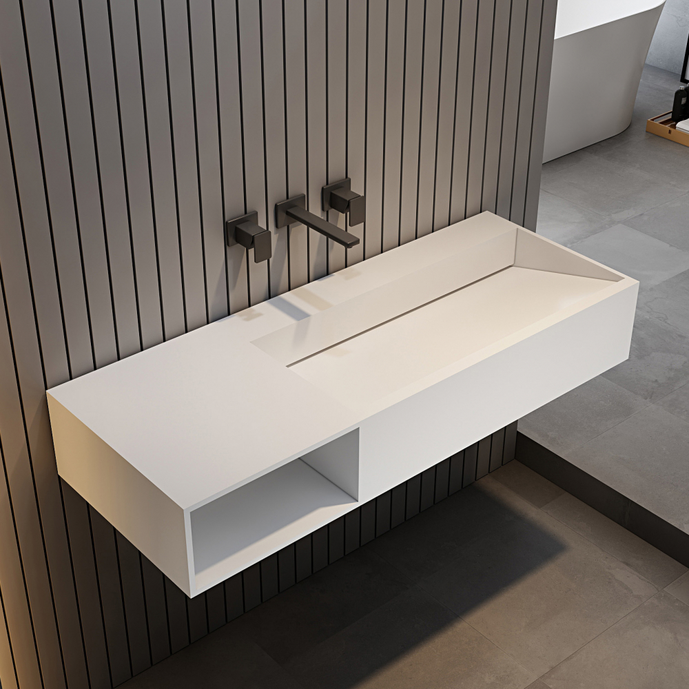 Тумба с раковиной Abber Stein AS2640-1.2 L 120 см (белый матовый) подвесная