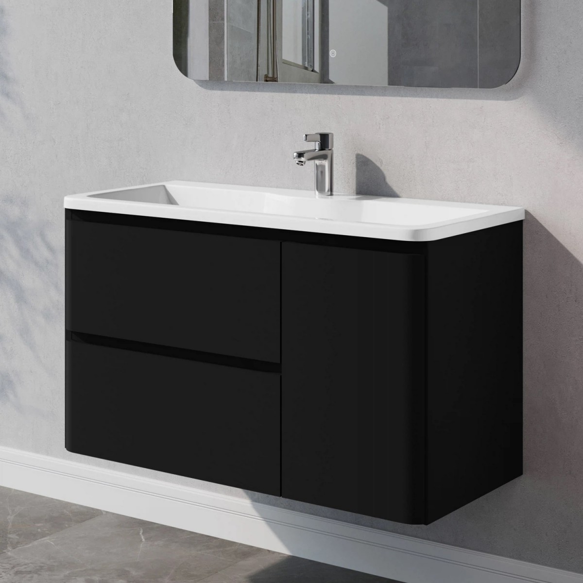 Тумба с раковиной Итана Roberto 4657836466553 100 см (черный софт матовый) подвесная