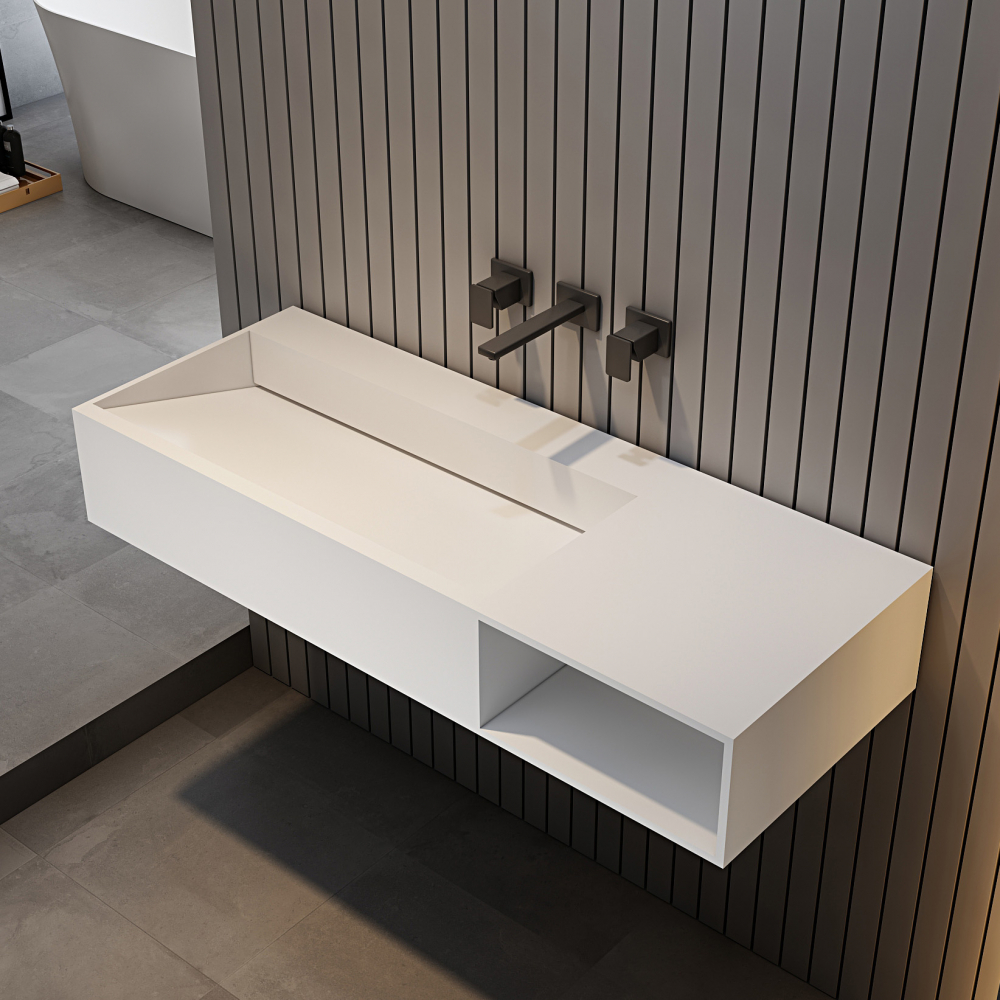 Тумба с раковиной Abber Stein AS2640-1.2 R 120 см (белый матовый) подвесная