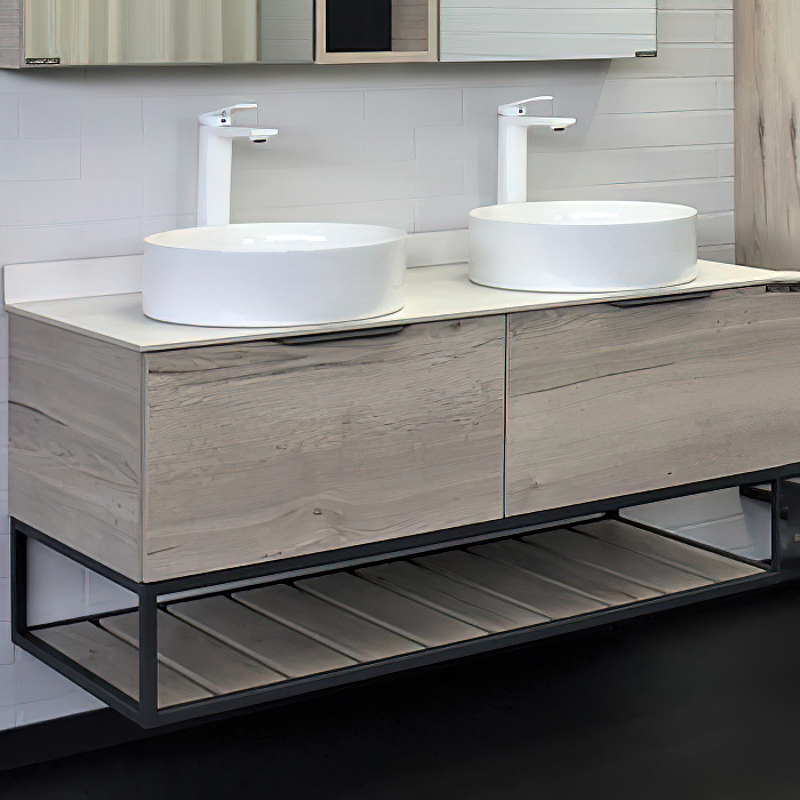 Тумба с раковиной Comforty Порто-2 00-00008910 120 см (дуб дымчатый) подвесная