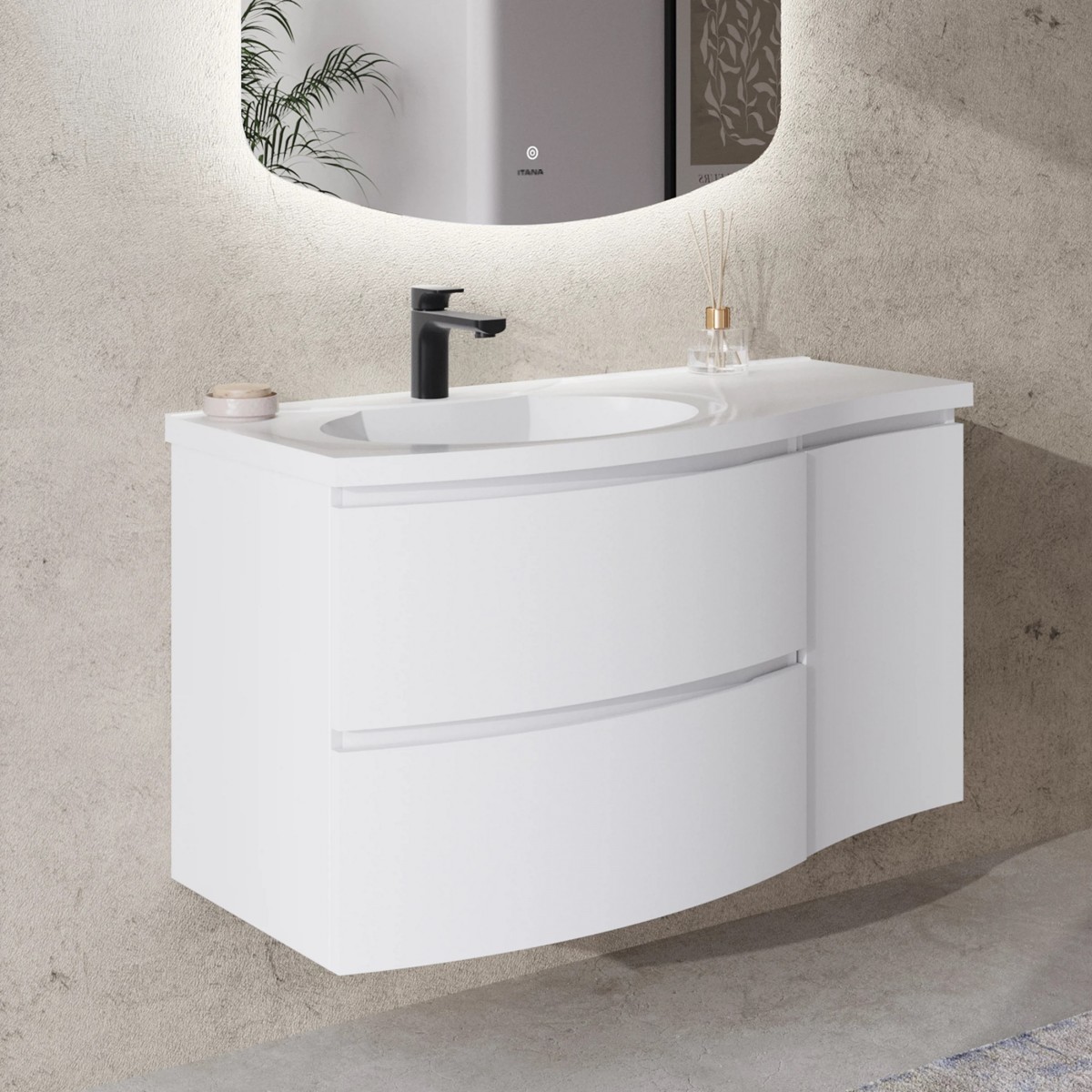 Тумба с раковиной Итана Arko 4657839163381 105 см (эмаль белый матовый) подвесная R