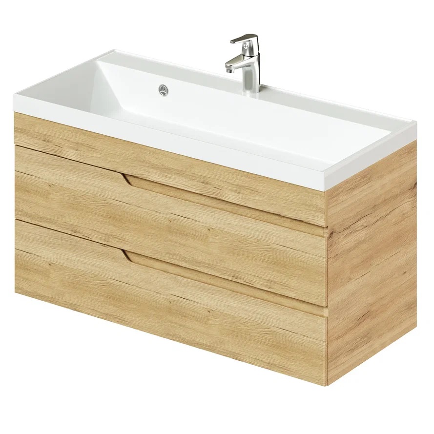 Тумба с раковиной Итана Alexa 4657826226839 100 см (дуб мавелла голд) подвесная