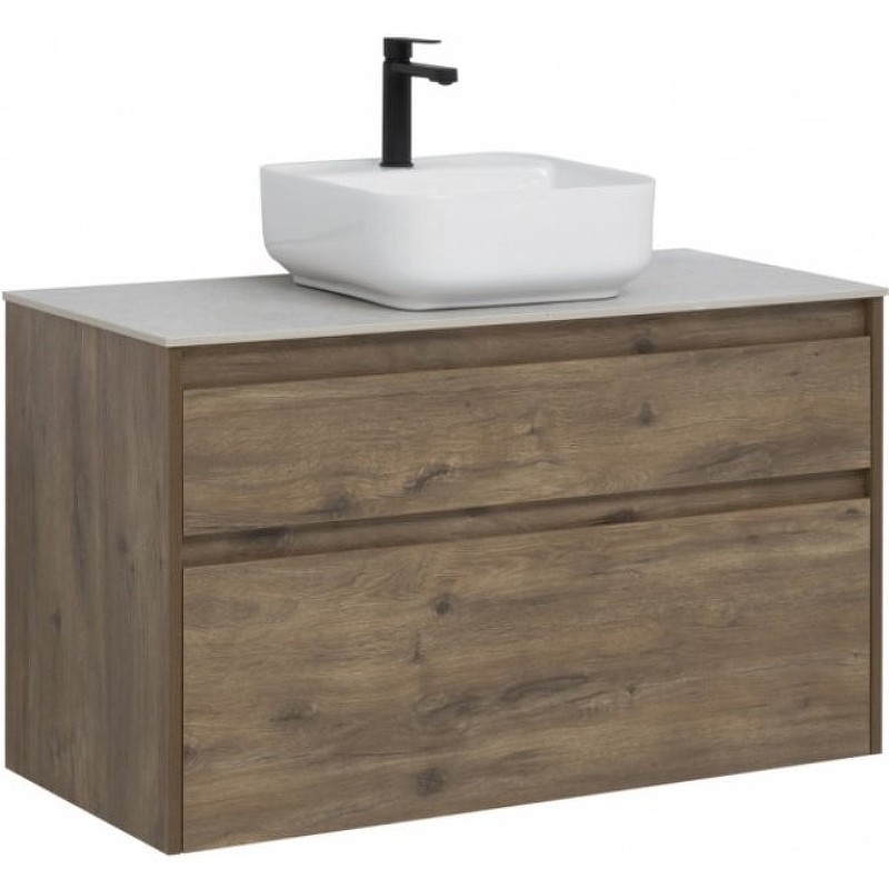 Тумба под раковину Aquanet Nova Lite 100 см (дуб рустикальный) 2 ящика подвесная