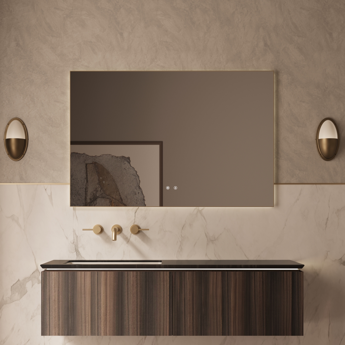 Тумба под раковину Vincea Luxe VMC-4LX140WN 120 cм (шпон натуральный орех) подвесная