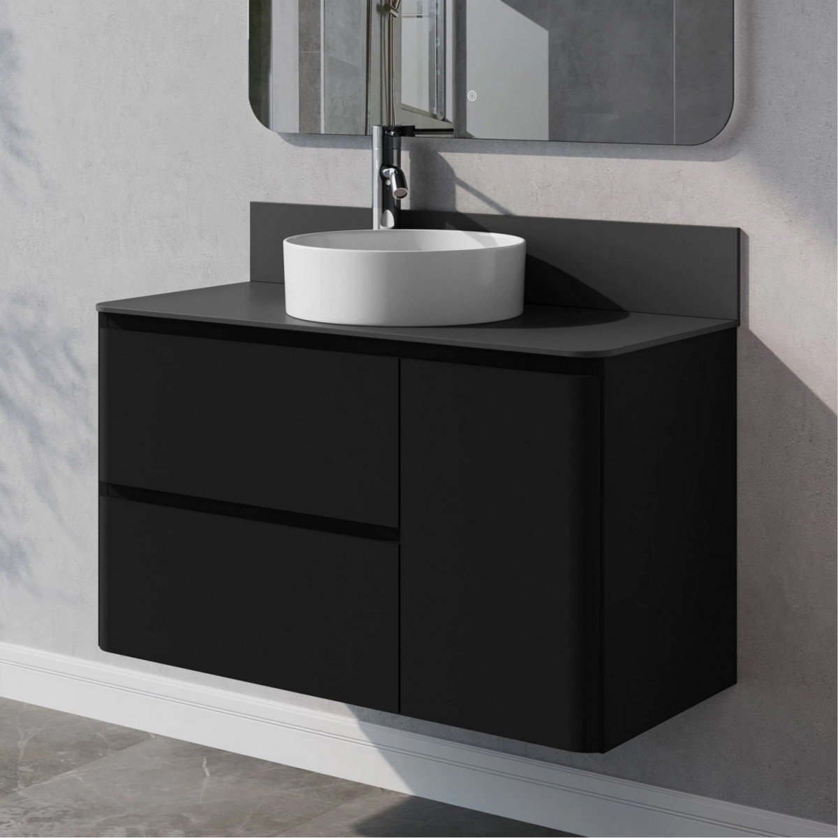 Тумба со столешницей Итана Roberto 4657836466560 100 см (черный софт матовый) подвесная