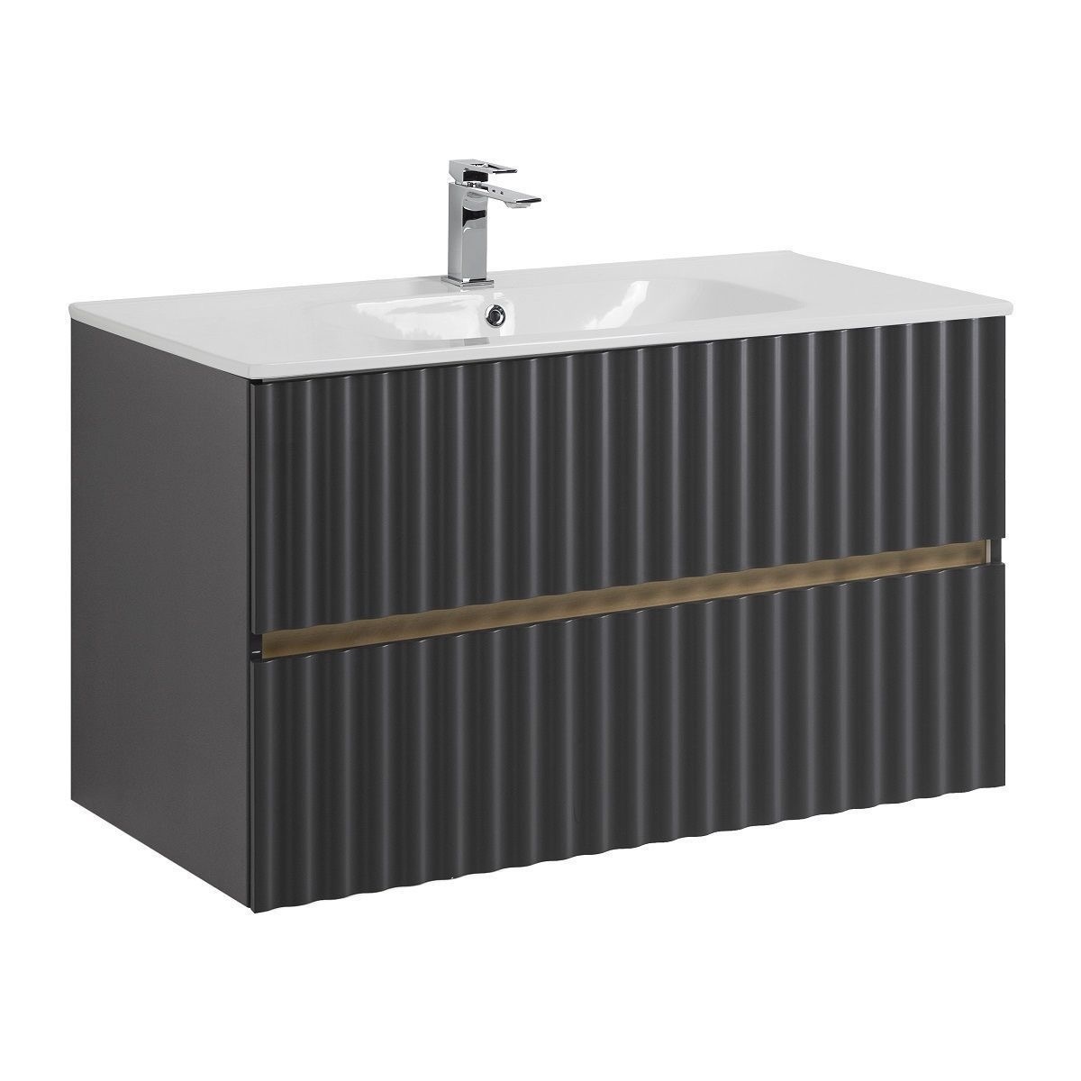 Тумба под раковину Art&Max Elegant AM-ELEGANT-1000-2C-SO-GM-LED 100 см (серый матовый) подвесная