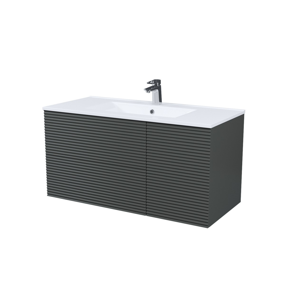 Тумба с раковиной IDDIS Bild BIL10G0i95K 100 см (темно-серый) подвесная