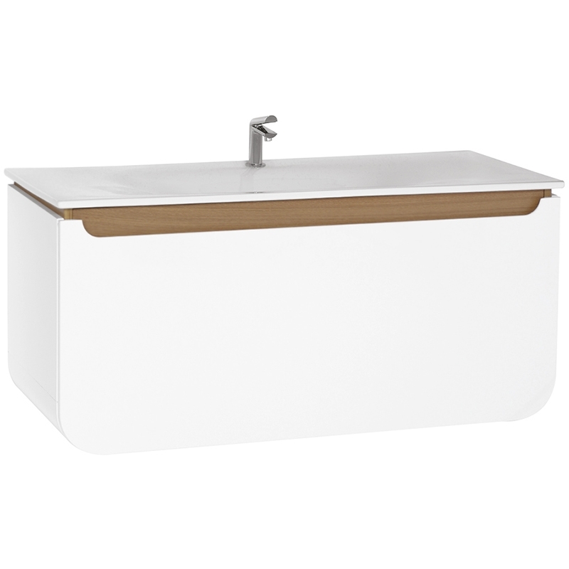 Тумба с раковиной Creavit Pion PN0120.01.BDM+DP120 120 см (белый/дуб) подвесная